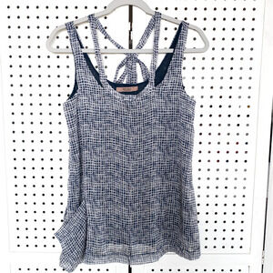 Ad:Hoc Le Collezioni Womens SIZE S Sleeveless Blue White Top Side Pocket